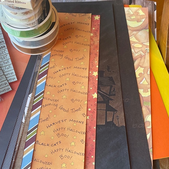 Halloween Junk Journal Scrapbooking Kit | Curated Papers, Ribbons Embellishments